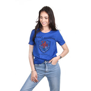 Tommy Hilfiger dámské modré tričko Kristal - XL (CKB)